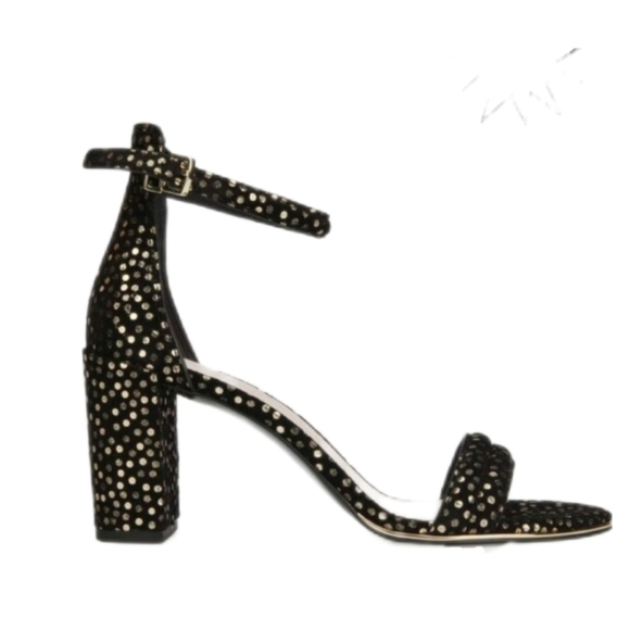 Kenneth Cole Lex Heeled Suede Sandals in Black/Gold 7.5 - Picture 1 of 14